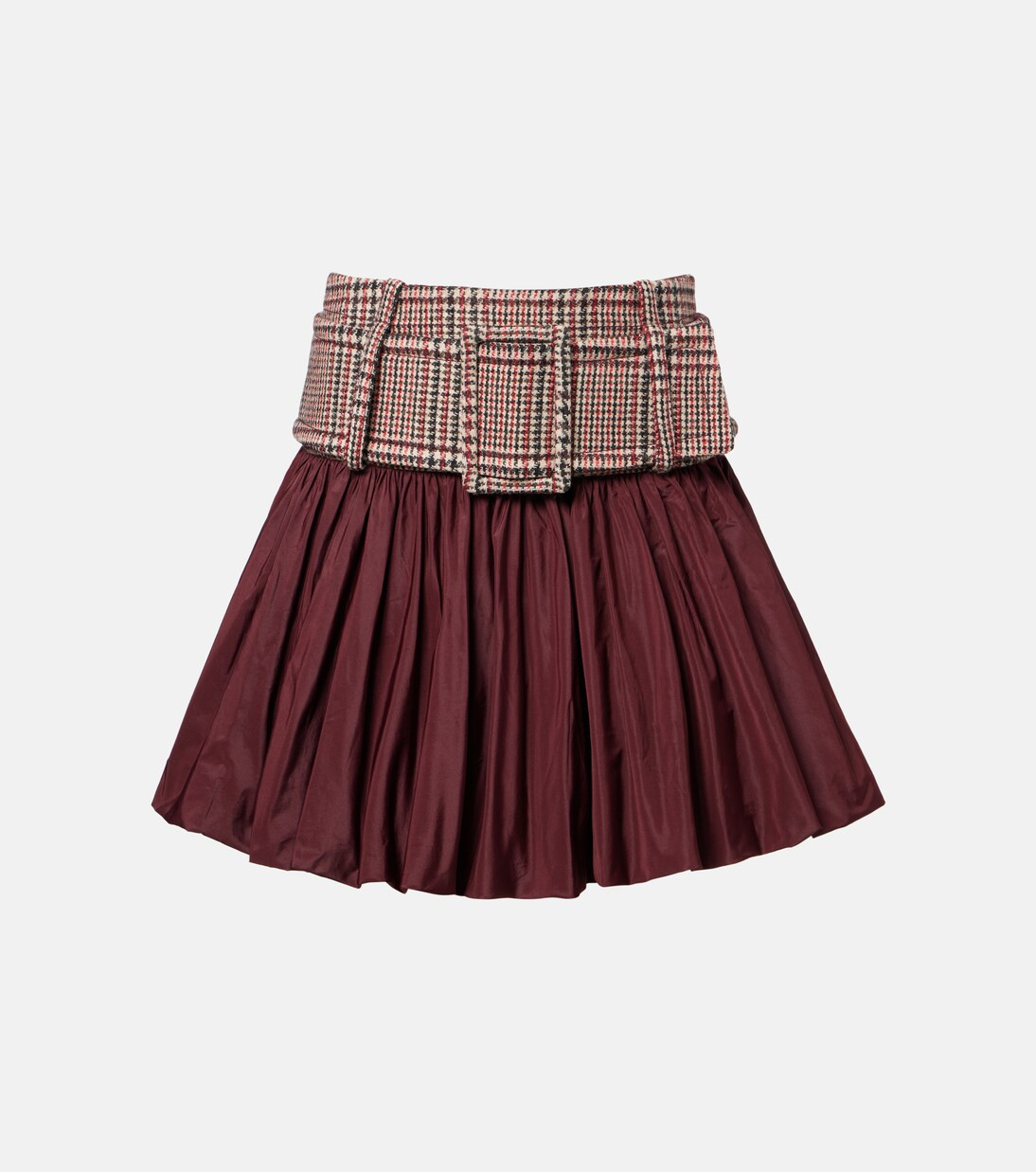 Checked ruched virgin wool miniskirt | Mytheresa (US/CA)