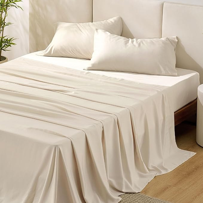 Bedsure Queen Sheet Set, Rayon Derived from Bamboo, Cooling Sheets, PureWoven, Breathable & Soft,... | Amazon (US)