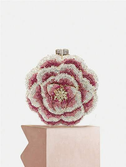 3D bedazzled Floral clutch | SHEIN