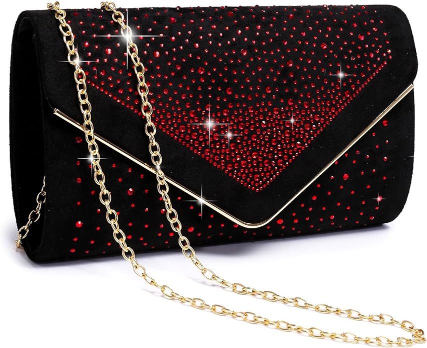 Dasein Women Rhinestone Evening Bag Faux Suede Clutch Formal Party Sparkly Purses Cocktail Weddin... | Amazon (US)