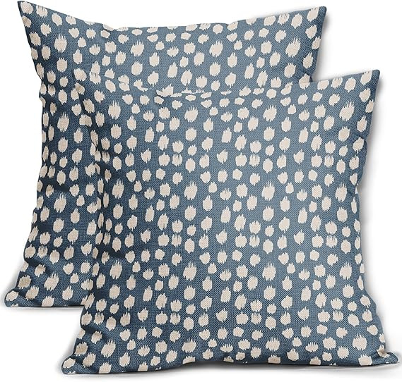 Sweetshow Dusty Blue Cream Dots Pillow Covers 18x18 Set of 2 Boho Design Polka Dot Throw Pillows ... | Amazon (US)