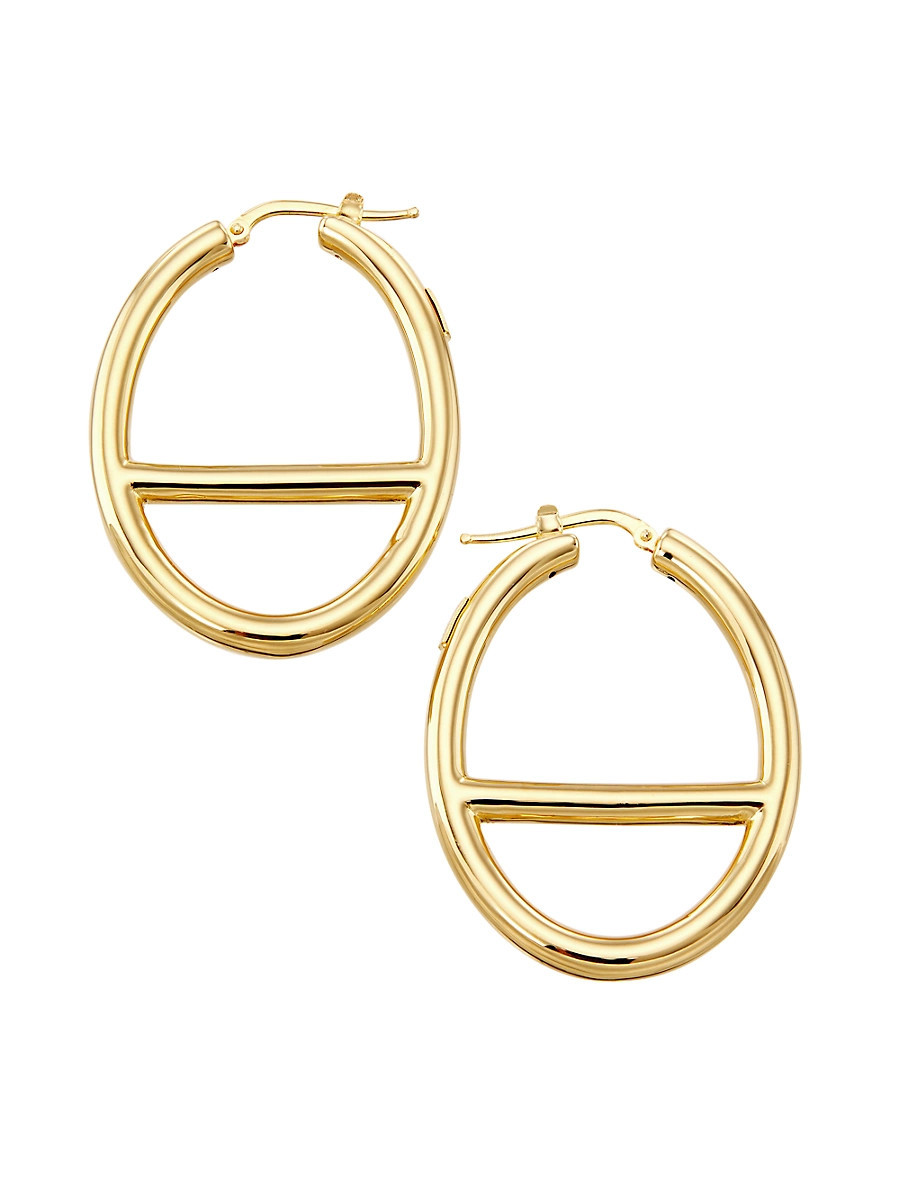 Women's 14K Yellow Gold Medium Oval Mariner-Link Hoop Earrings - Gold | Saks Fifth Avenue