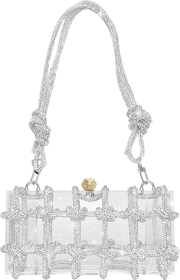 JYG Acrylic Evening Clutch Purse for Women Sparkly Rhinestone Rope Knotted Clear Handbags for Par... | Amazon (US)