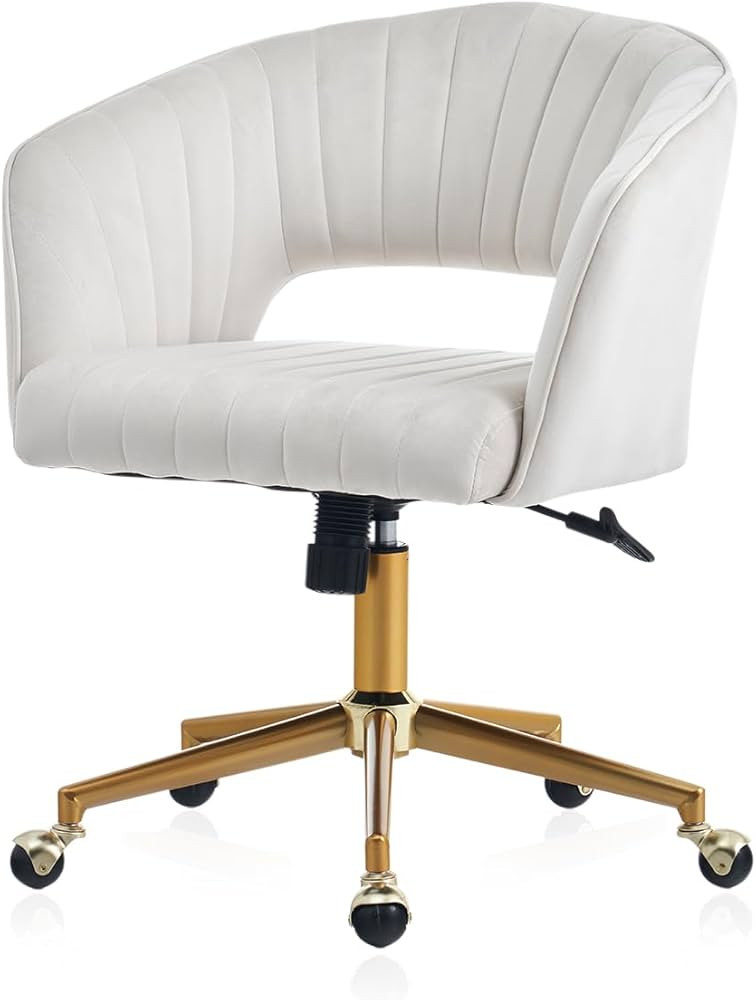 Home Office Chair Swivel Velvet Desk Chair, Vanity Chair with 360 Swivel Armchair and Gold Base,f... | Amazon (US)