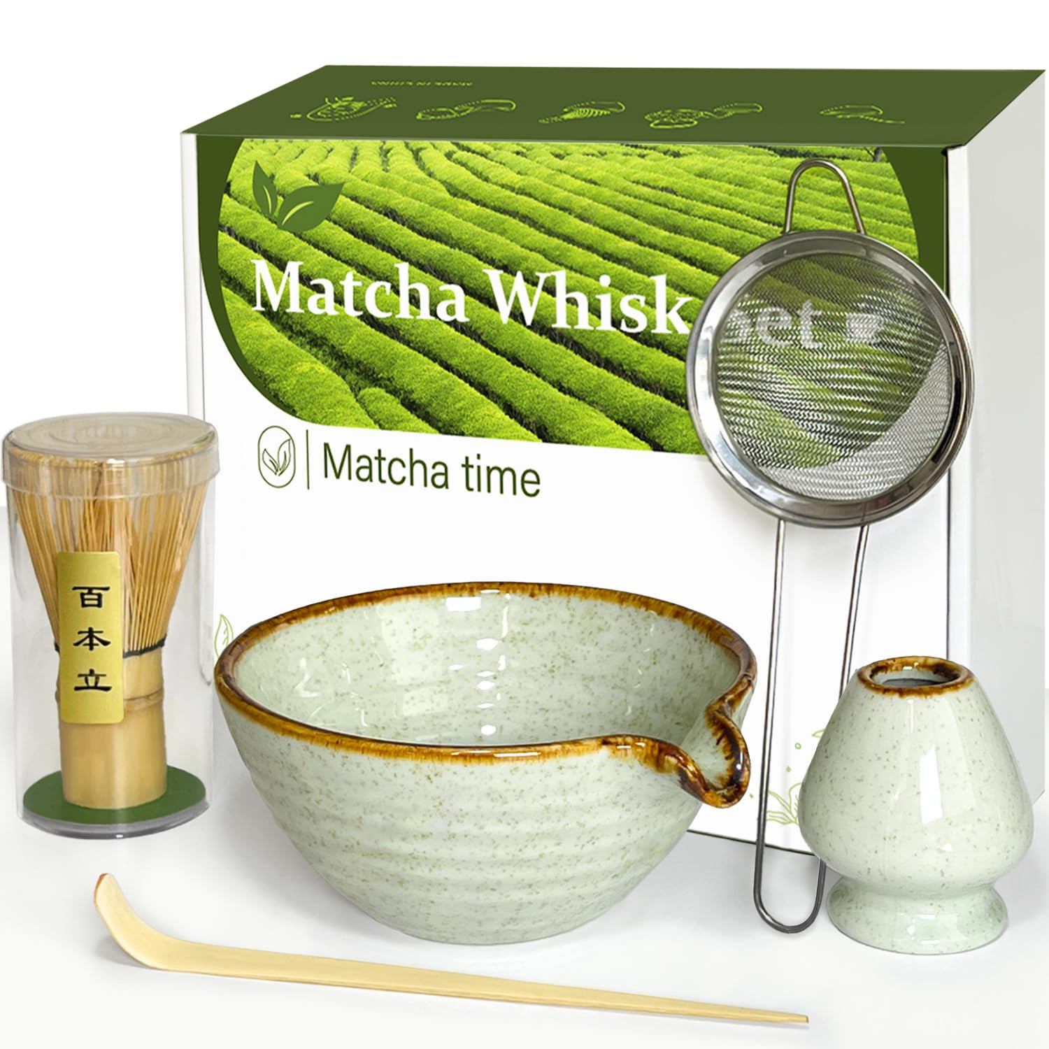 Vaiheng Matcha Whisk Set with Matcha Bowl, Matcha Whisk Holder Matcha Bamboo Whisks, Scoop, Sifte... | Amazon (US)