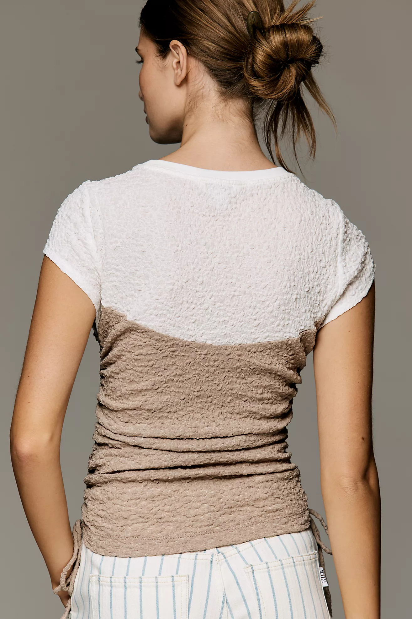 Maeve Ruched Corset Short-Sleeve Top | Anthropologie (US)
