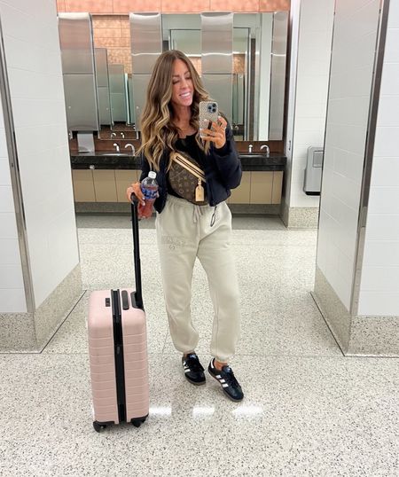 The comfiest travel outfit! Favorite sweats from Abercrombie, favorite puffer, and sambas!

#LTKtravel