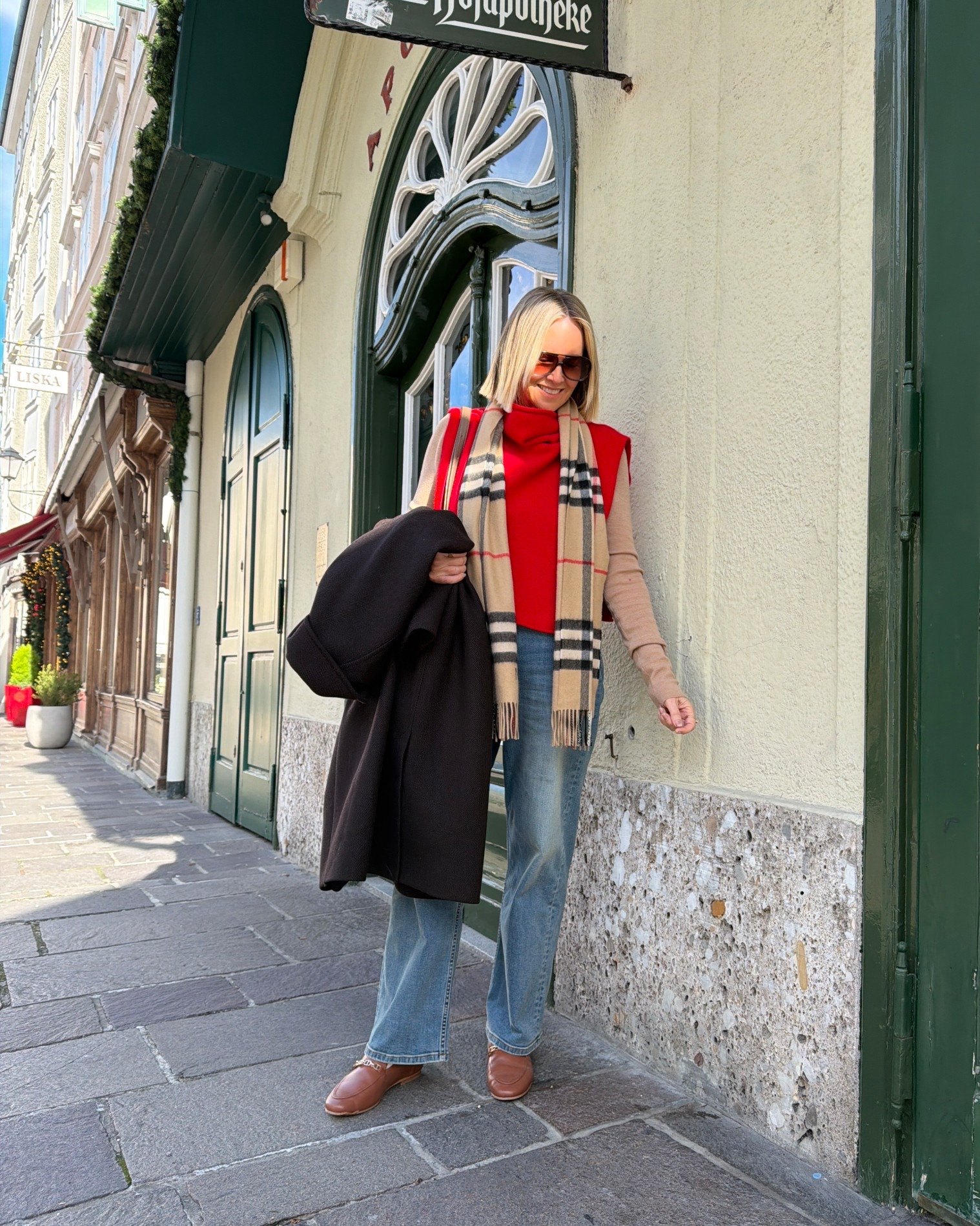 Salzburg for the day!

Sizing:
Jeans (26 - very stretchy)
Long sleeve tee - 14

Shoes: FRANKIE4 Ash loafers
Sunnies: Valley Eyewear chocolate Bang Bang
Scarf: Burberry 
Knit pop over: bought from Cos in Vienna

#LTKaustralia #LTKover50style #LTKtravel