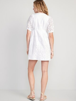 V-Neck Eyelet Mini Dress for Women | Old Navy (US)