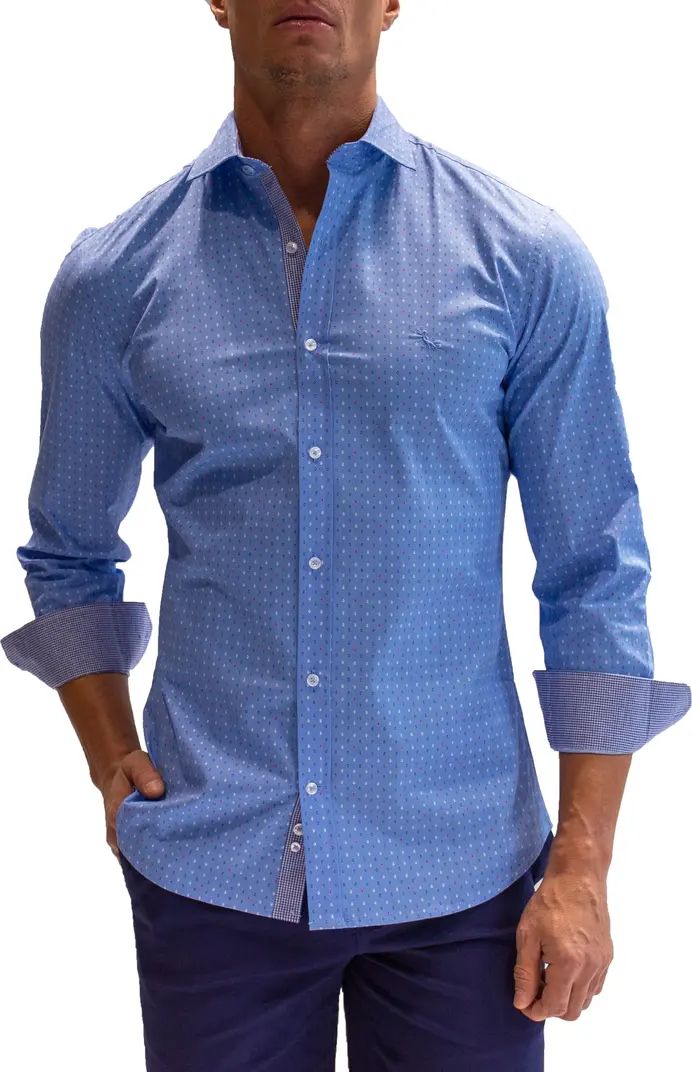 Microprint Long Sleeve Stretch Cotton Button-Up Shirt | Nordstrom Rack