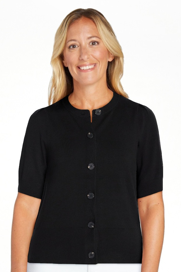 Time and Tru Women's Crewneck Cardigan with Short Sleeves, Lightweight, Sizes XS-XXXL | Walmart (US)