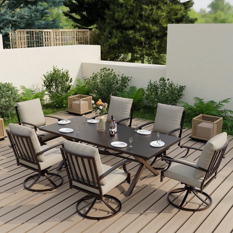 ALAULM Set of 6 Metal Swivel Rocking Patio Chairs, 360° Rotate & 15° Recline, Heavy-Duty Metal ... | Walmart (US)