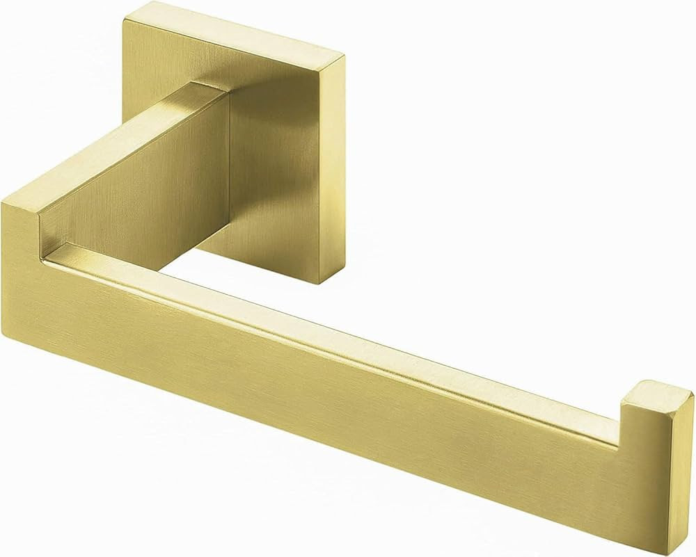 HITSLAM Brushed Gold Brass Toilet Paper Holder Wall Mount Premium 304 Stainless Steel Square Toil... | Amazon (US)