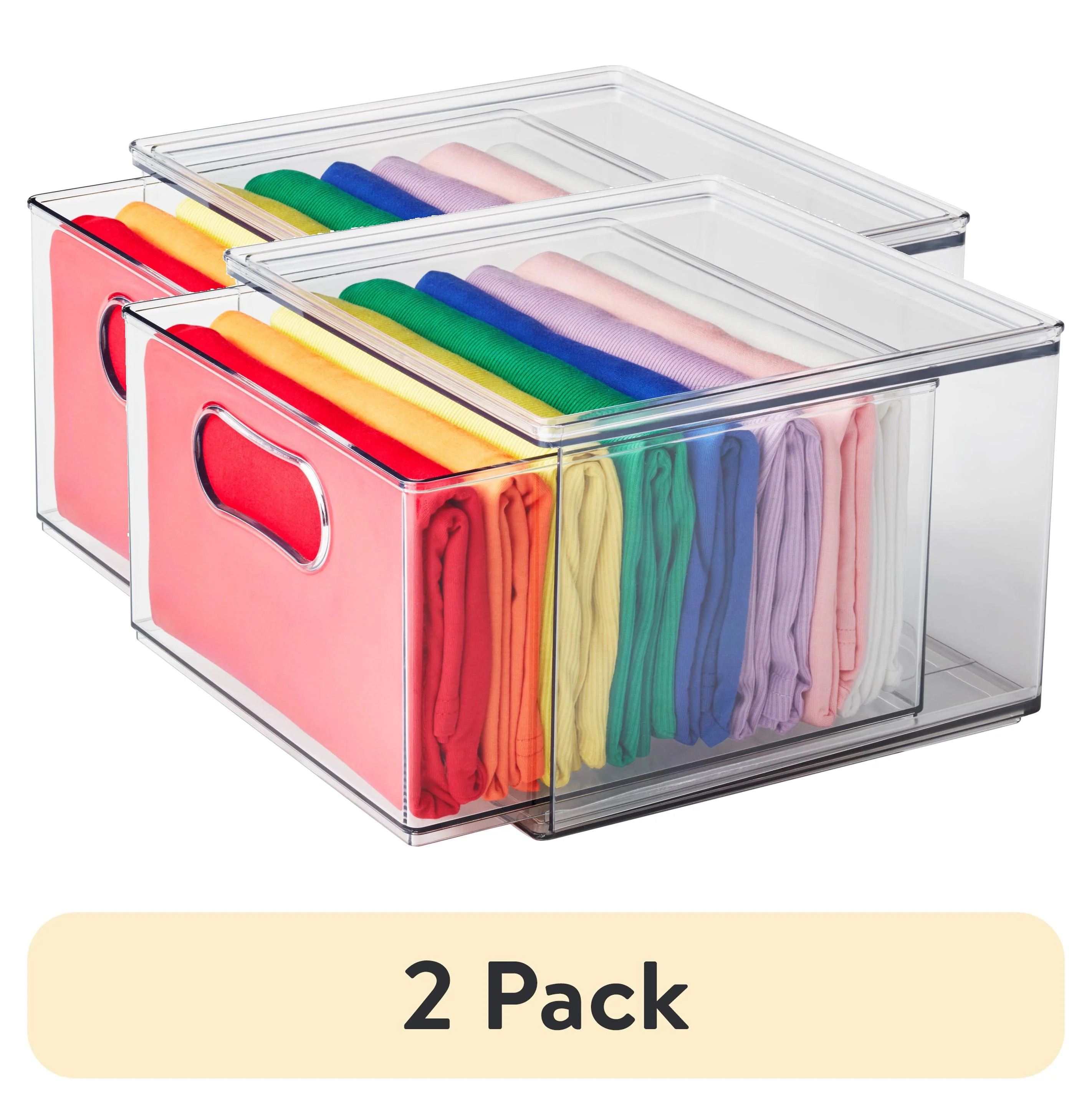 (2 pack) The Home Edit Everything Large Drawer Clear Plastic Storage Bin, Cabinet Organizer, 10" ... | Walmart (US)