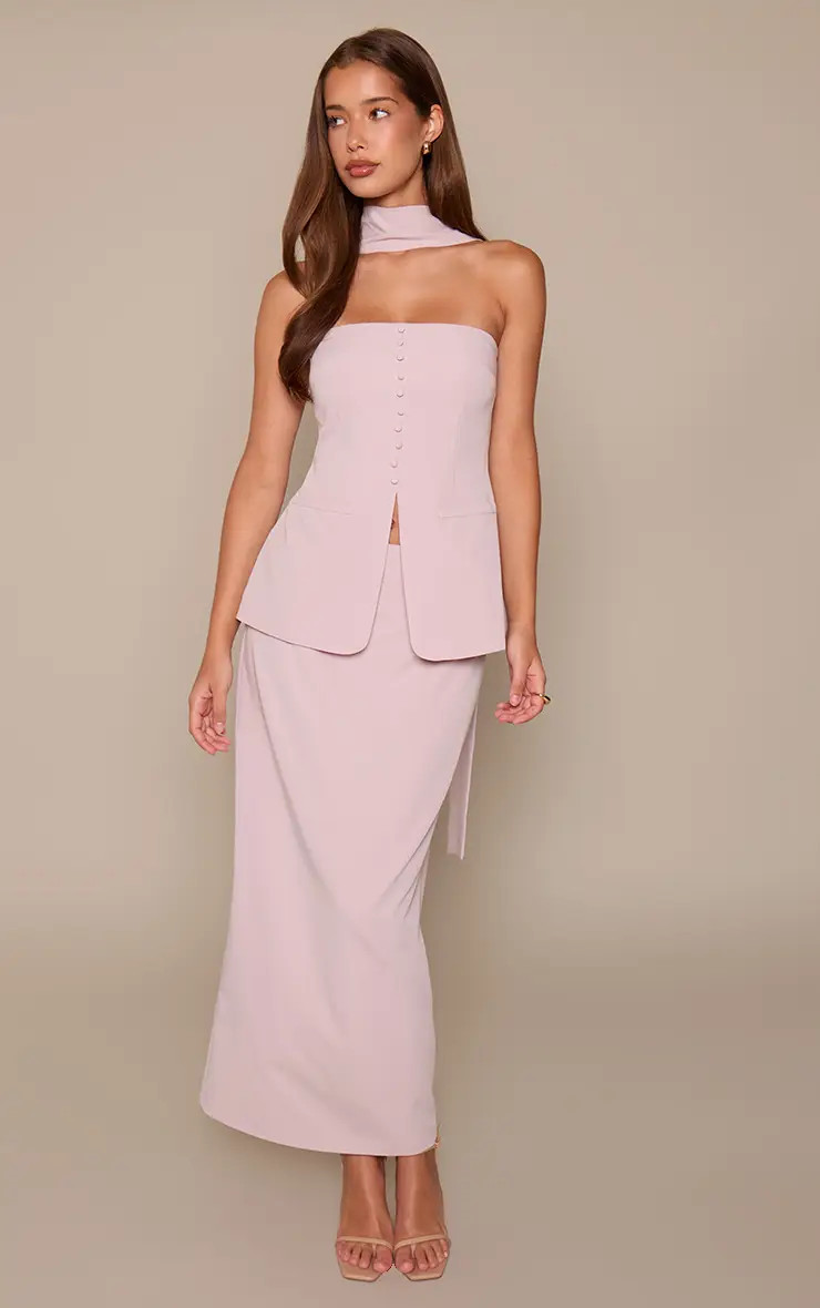 Pale Pink Tailored Maxi Skirt | PrettyLittleThing US