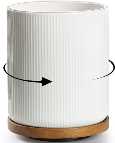getstar 360° Rotating Extra Large Cooking Utensil Holder, 7.9" Kitchen Utensil Holder for Countertop, Utensil Crock for Farmhouse Kitchen Decor, Ceramic Stable Utensil Caddy, Soft White | Amazon (US)
