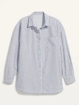 Oversized Striped Boyfriend Shirt for Women | Old Navy (US)