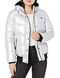 Levi's Women's The Melanie Performance Faux Fur Trimmed Snorkel Jacket, Pearlized Silver, X-Small | Amazon (US)
