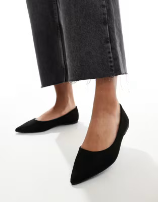 ASOS DESIGN Lucky pointed ballet flats in black suedette | ASOS (Global)