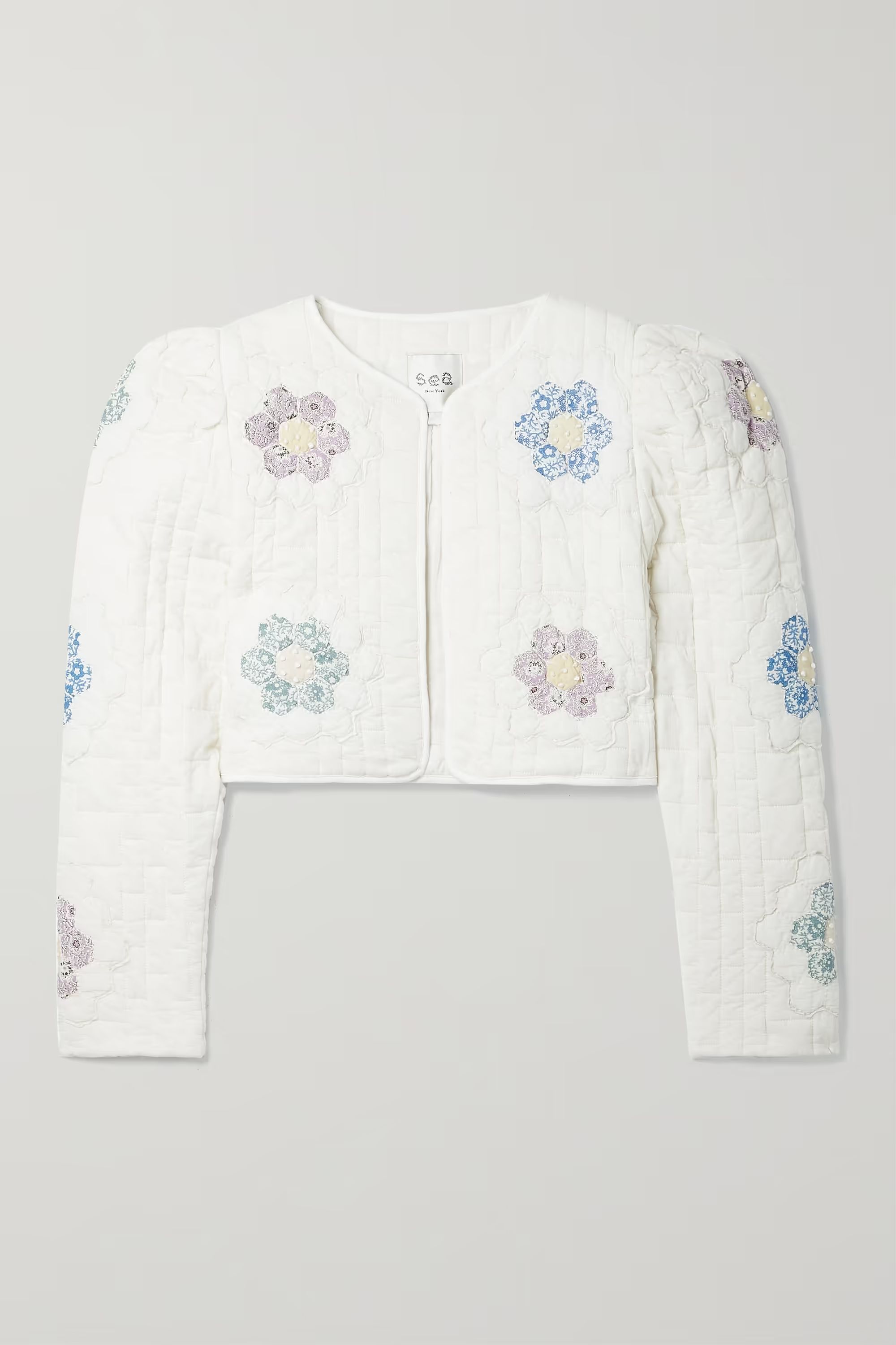 Violette cropped embroidered quilted padded patchwork printed cotton jacket | NET-A-PORTER (US)