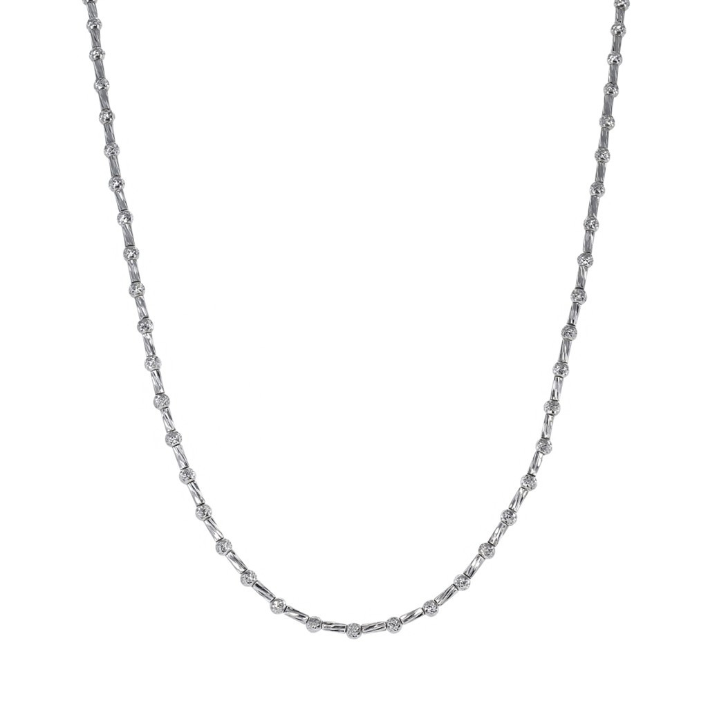 Lunar Bead Necklace in Rhodium Overlay | Roma Designer Jewelry
