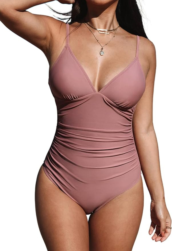 CUPSHE Women's One Piece Swimsuit Tummy Control V Neck Bathing Suits | Amazon (US)