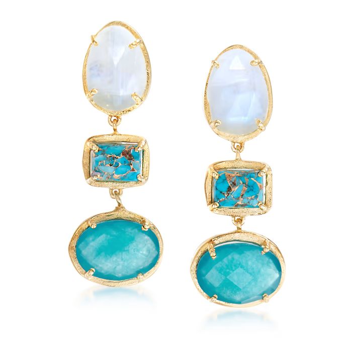 Multi-Gemstone Drop Earrings in 18kt Gold Over Sterling | Ross-Simons