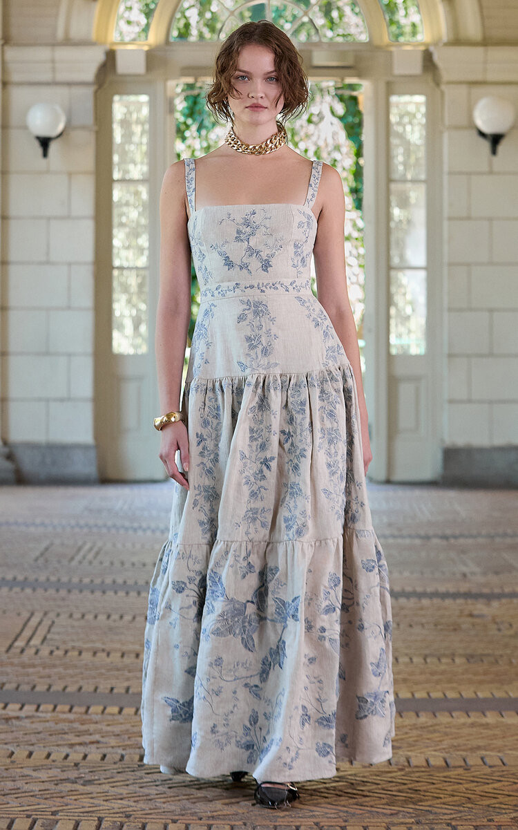 Agua by Agua Bendita - Lima Tiered Linen Maxi Dress - Light Blue - XS - Moda Operandi | Moda Operandi (Global)