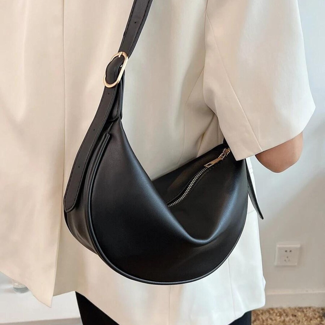 Leather Crossbody Bag Minimalist Chest Bag Leather Dumpling Bag Minimalist Shoulder Bag Vegan Lea... | Etsy (US)