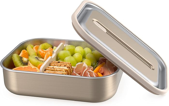 Bentgo MicroSteel Leak-Proof Lunch Box - Microwave-Safe, Oven-Safe, Bento-Style Container with Re... | Amazon (US)