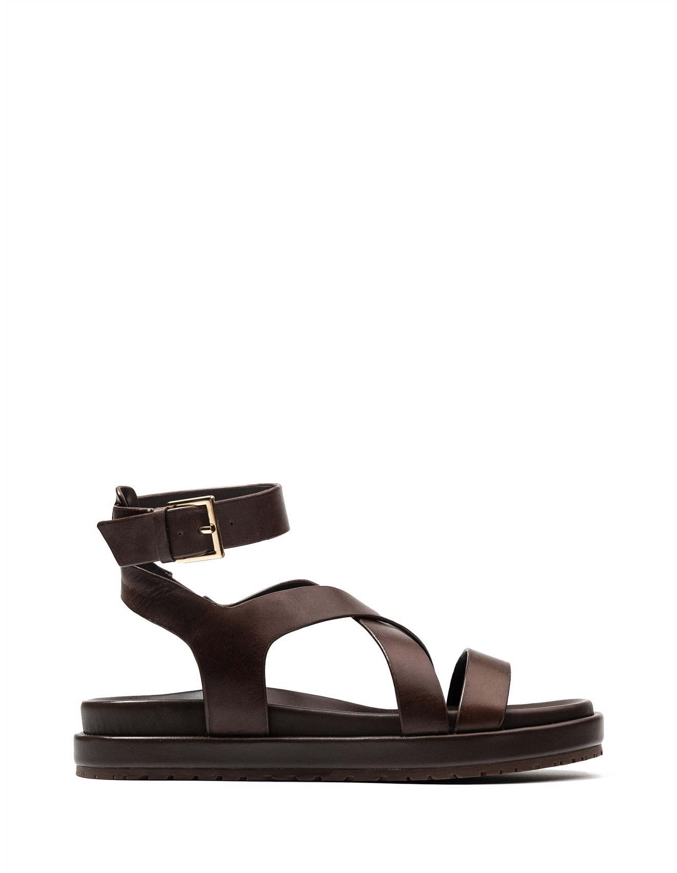 BRYER Ebony Leather Sandal | David Jones (Australia & New Zealand)