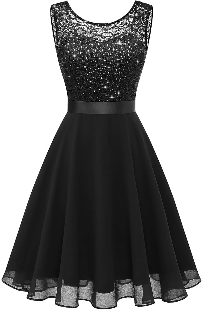 BeryLove Women's Short Homecoming Dresses for Teens Sleeveless Flowy A Line Wedding Guest Lace Fo... | Amazon (US)