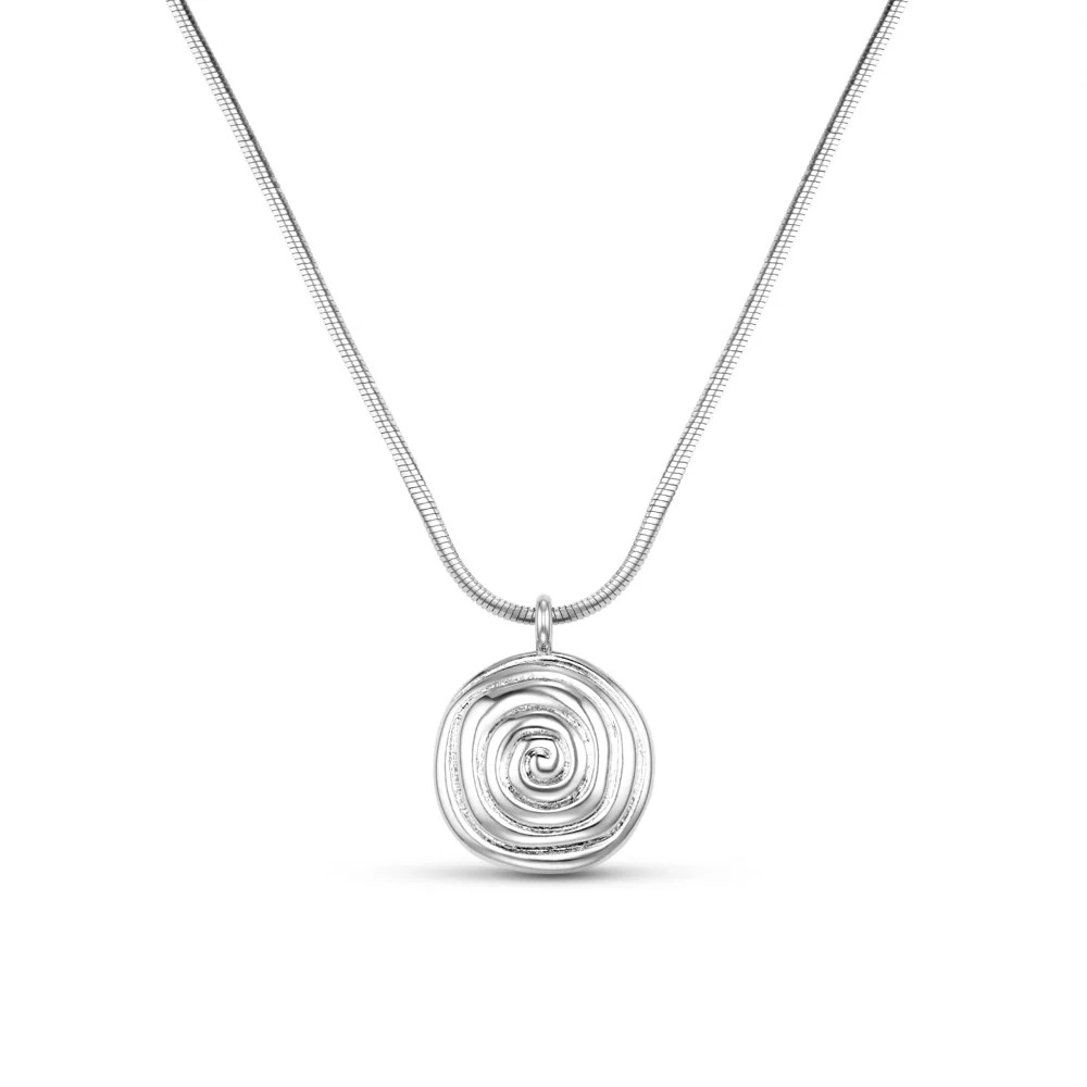 Statement Spiral Pendant Necklace - Silver | Orelia