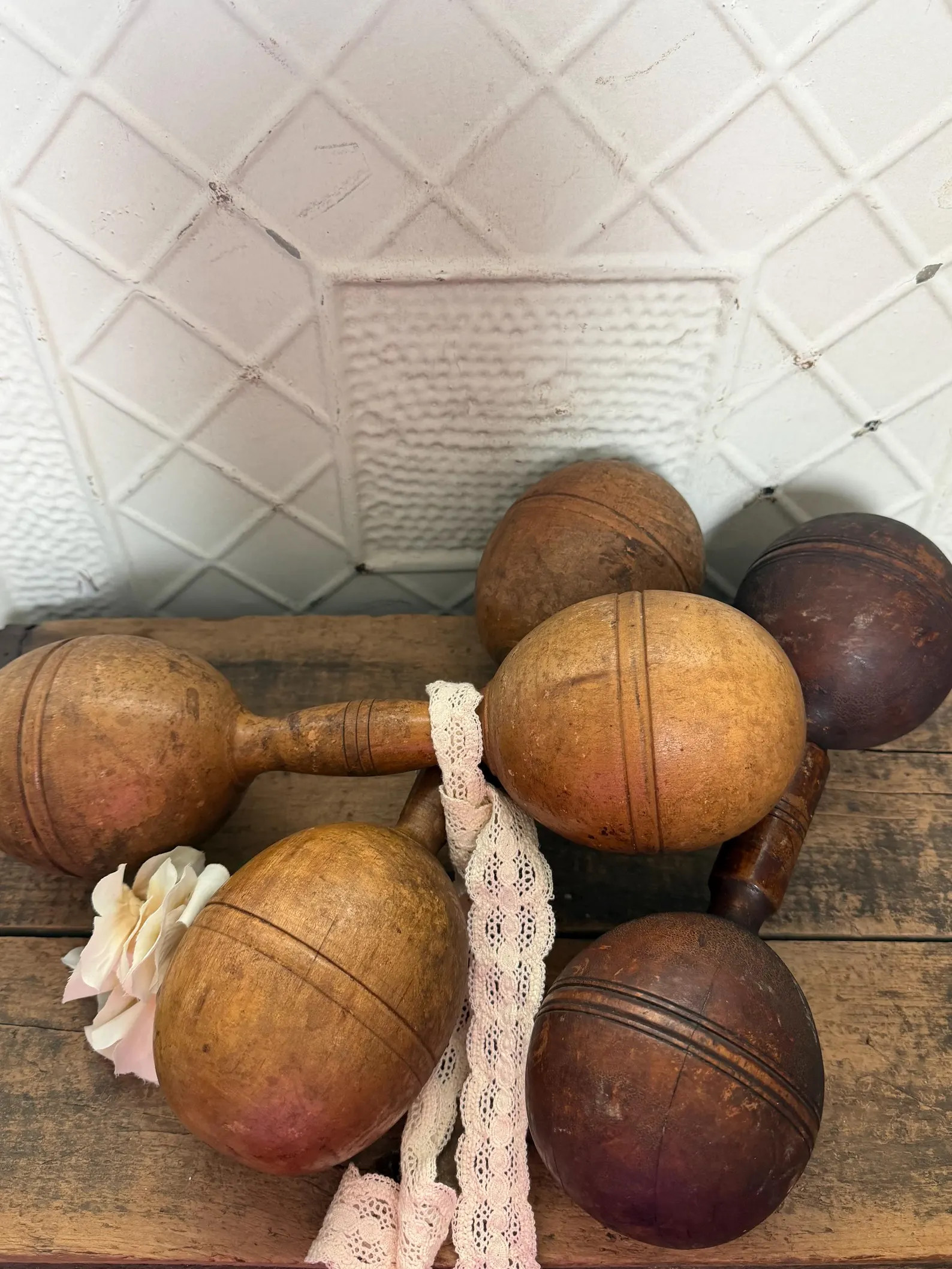 Antique Victorian Solid Wood Dumbbells | Etsy (Global)