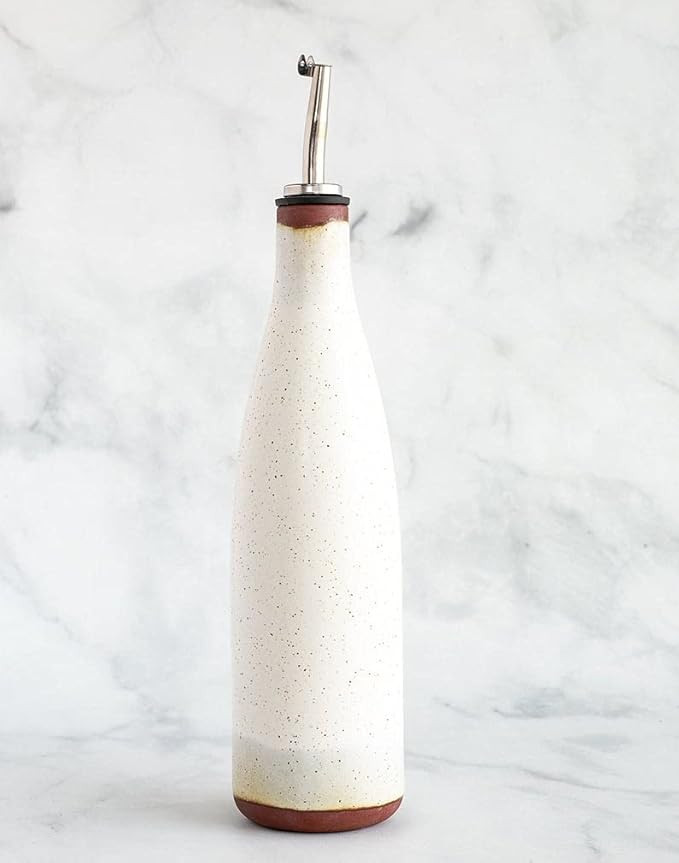 Ceramic Olive Oil Cruet - Made in USA Stoneware Vinegar Bottle - Handmade Oil Dispenser - Pottery... | Amazon (US)