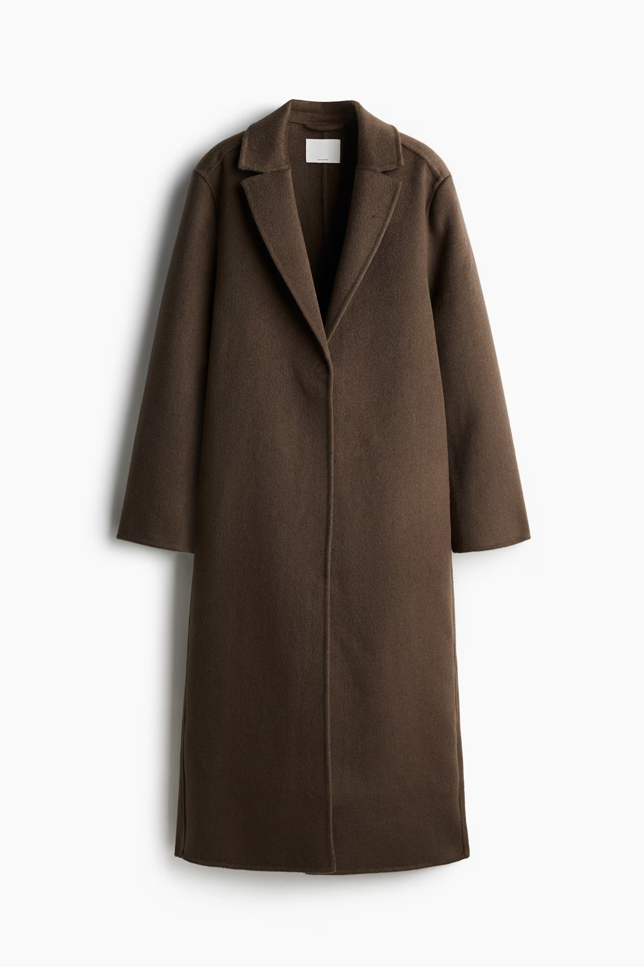 Handmade wool-blend coat - Long sleeve - Maxi - Dark brown - Ladies | H&M GB | H&M (UK, MY, IN, SG, PH, TW, HK)