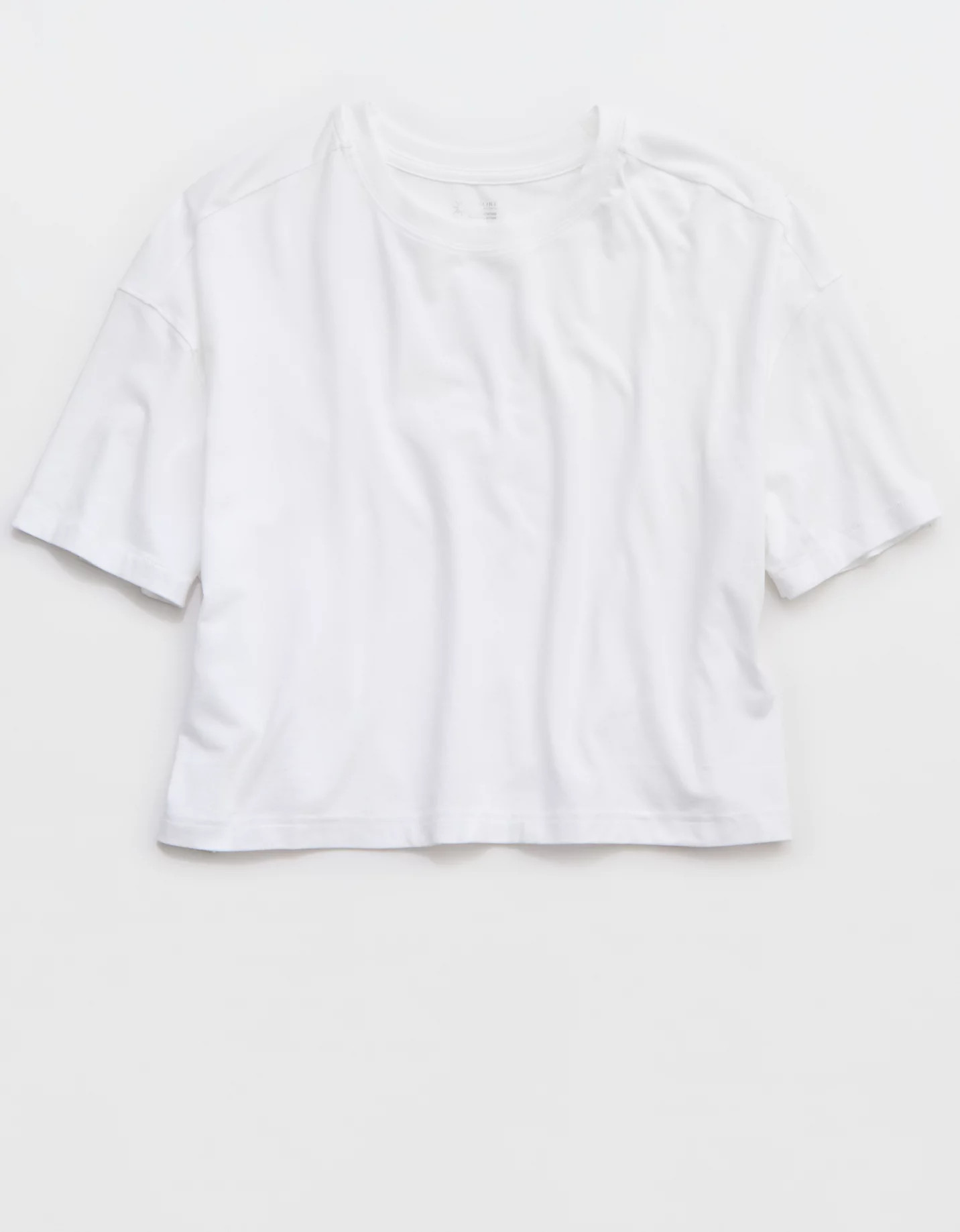 OFFLINE By Aerie Let's Stretch Cropped T-Shirt Women's White XXL | Aerie
