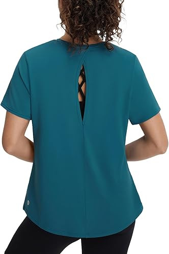baleaf Women's Short Sleeve Workout Shirts UPF 50+ Open Back Tops Sun Protection Athletic Yoga T-... | Amazon (US)