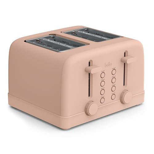 bella 4 Slice Toaster, 6 Setting Shade Control with Reheat & Cancel Buttons, Removable Crumb Tray, Anti Jam & Auto Shutoff, 900 Watt, Blossom | Amazon (US)