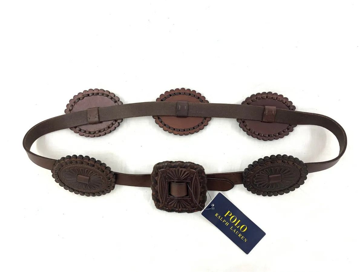 Polo Ralph Lauren Leather Concho Style Ornate Plaque Belt RL Women Brown Belt S | eBay US