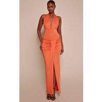 Orange Corset Plunge Drape Maxi Dress | PrettyLittleThing UK