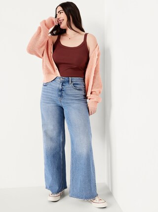 90s Ribbed Lace-Trim Tank | Old Navy (US)