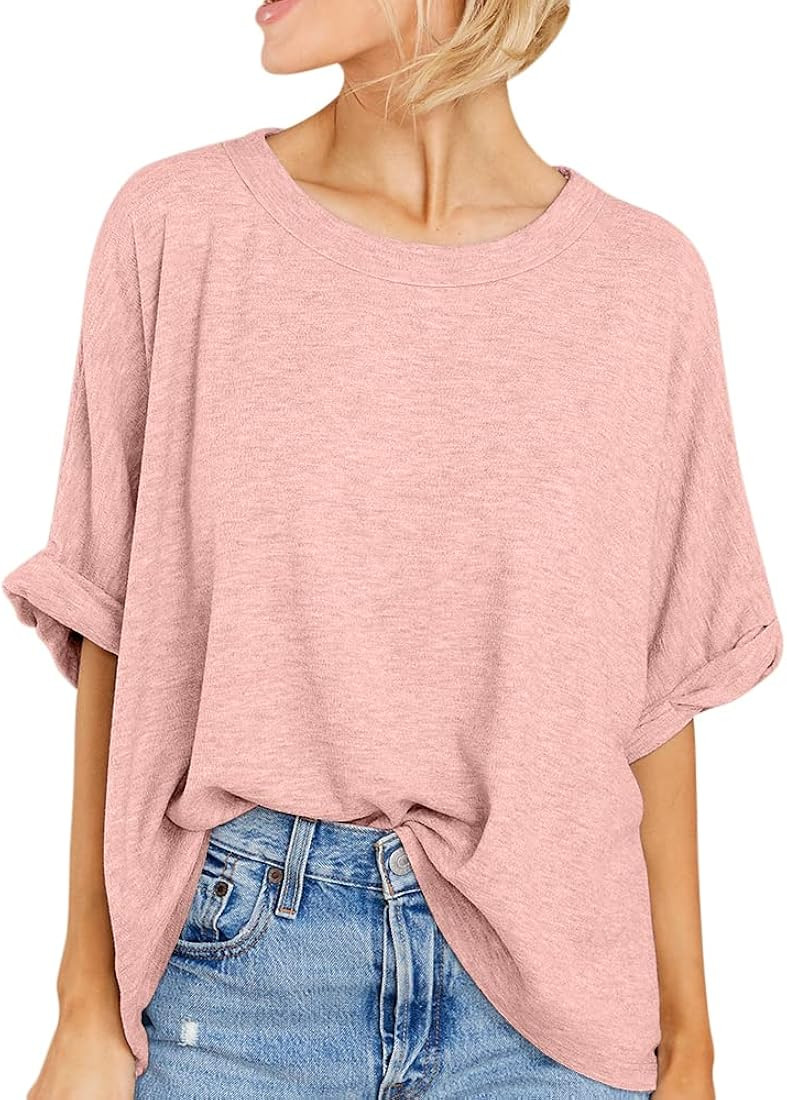 Women Oversized T-Shirt Summer Casual Short Sleeve Loose Tee Tops | Amazon (US)