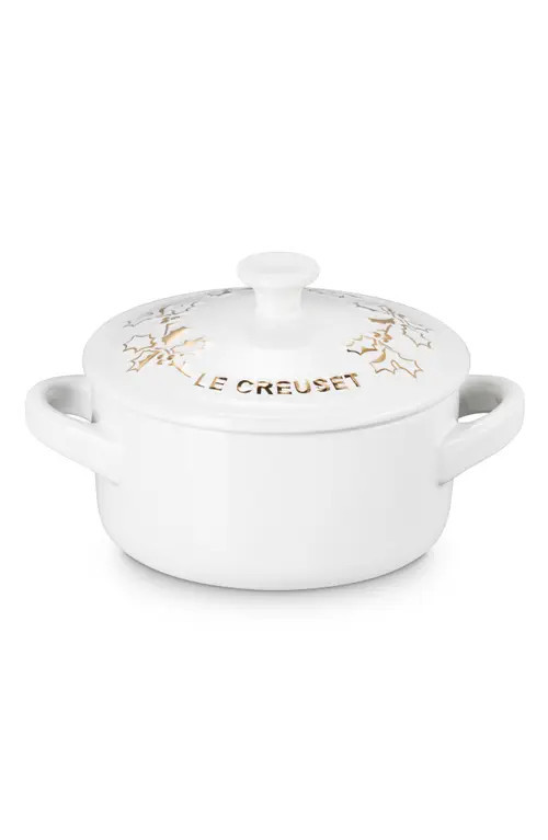 Le Creuset Holly Collection Mini Round Cocotte in White at Nordstrom | Nordstrom
