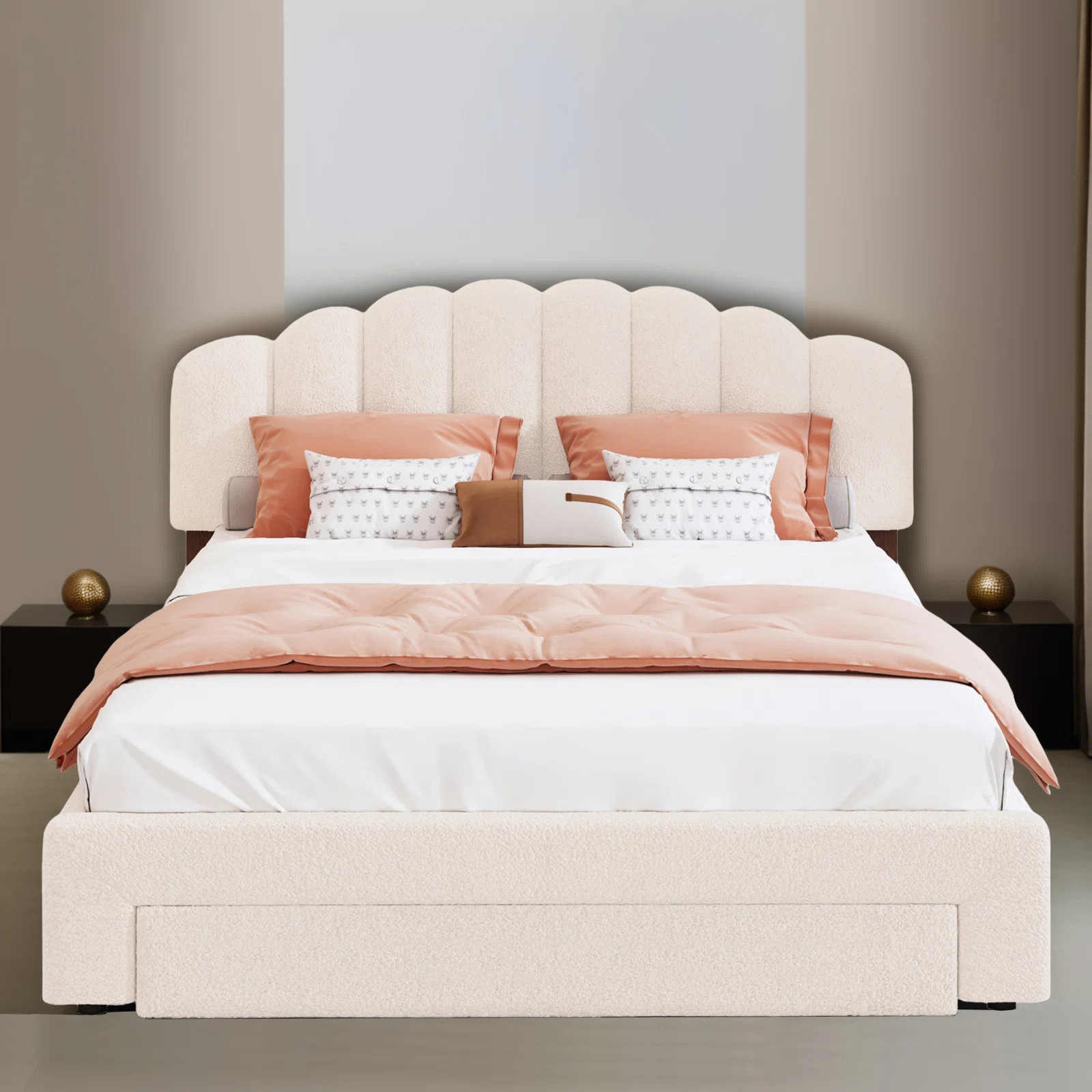 Queen Size Upholstered Platform Bed Frame with Drawer | Wayfair North America