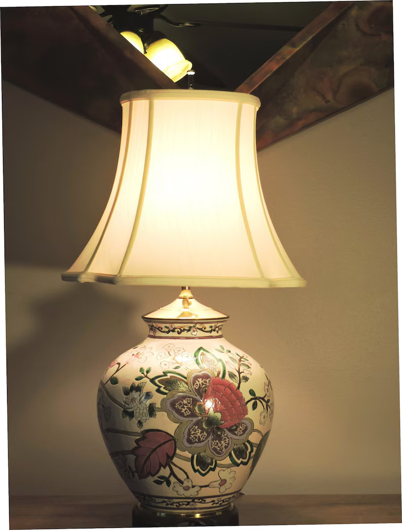 David Thomas Porcelain Lotus Motif Asian Ginger Jar Table Lamp - Etsy | Etsy (US)