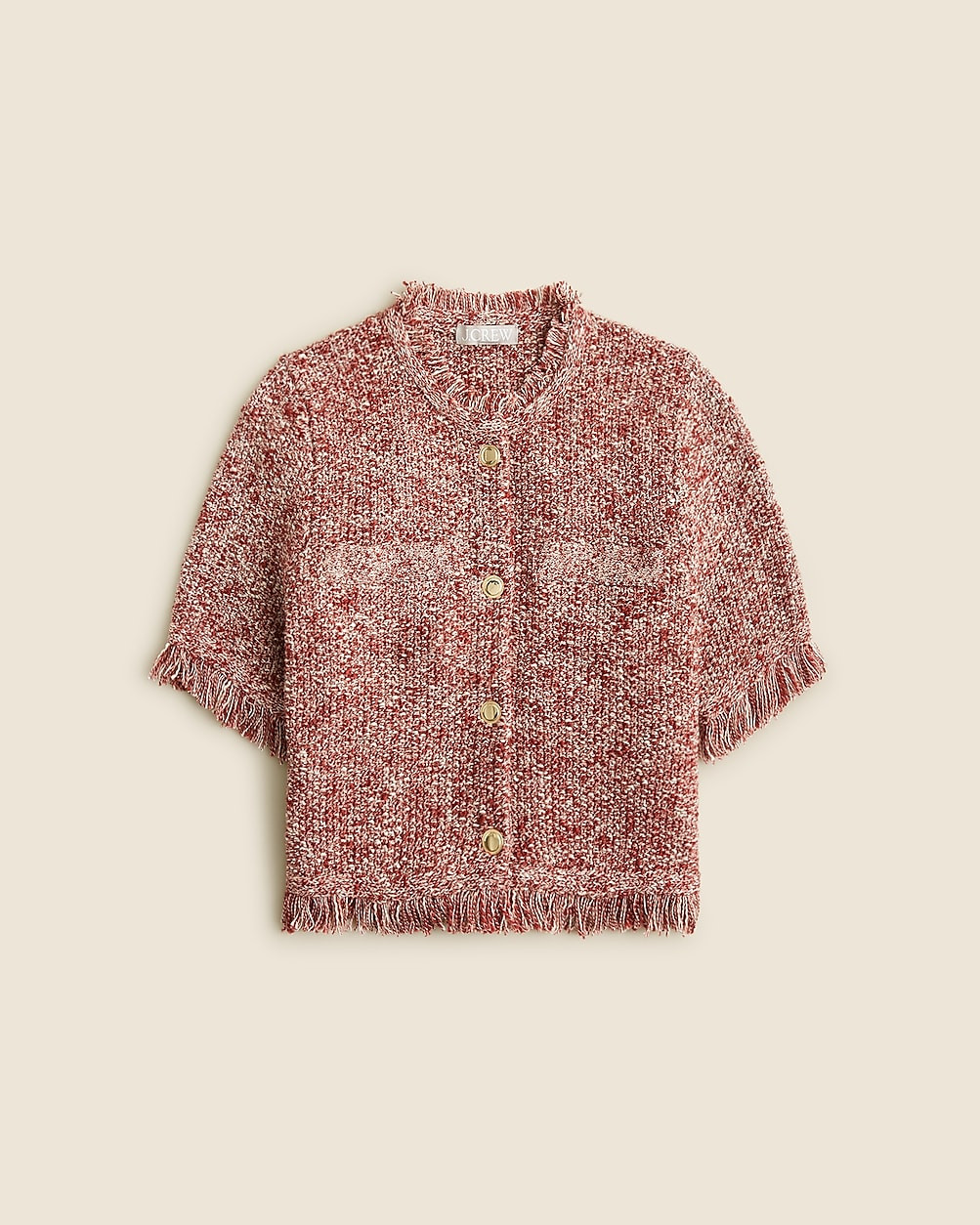 Cropped fringe-trim lady jacket in marled yarn | J. Crew US