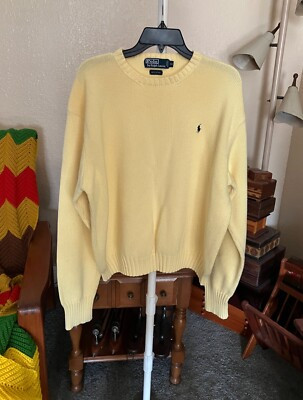 Men’s Sz. XXL Vintage Polo by Ralph Lauren Yellow Pullover Sweater  | eBay | eBay US