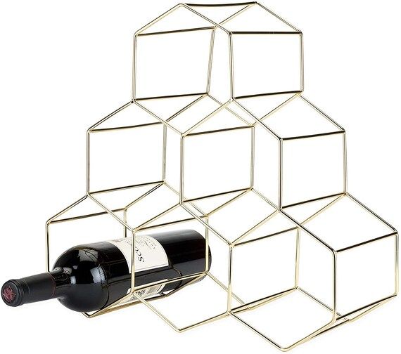 Gold Honeycomb Freestanding 6 Bottle Wine Rack | Etsy | Etsy (US)
