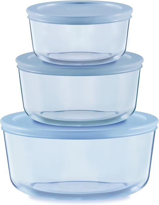Pyrex Colors Tinted (6-PC Medium) Small/Medium Round Food Storage Container Set, Snug Fit Non-Tox... | Amazon (US)